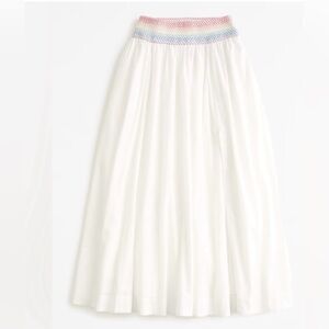 Abercrombie & Fitch White Maxi Skirt with Multicolor Waistband